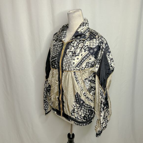 VOS Sports Vintage Patchwork Jacket Windbreaker Paisley Floral Women's L Retro - Picture 10 of 10